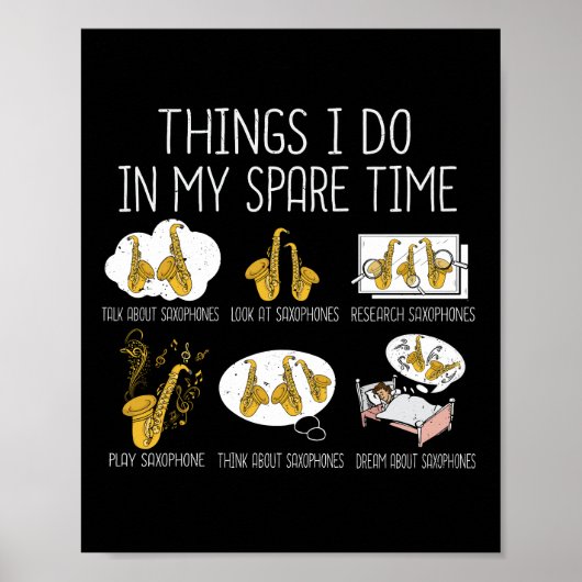 Funny Saxophone Speler Gift Mannen Jazz Muziek Poster (Voorkant)