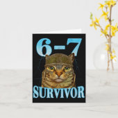Funny Saying 67 Cats Tummy Ache Survivor Cat Meme  Kaart (Gele Bloem)