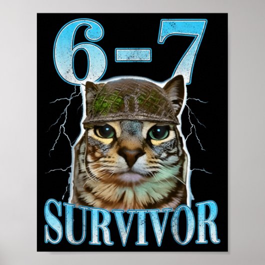 Funny Saying 67 Cats Tummy Ache Survivor Cat Meme  Poster (Voorkant)