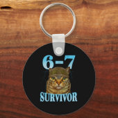 Funny Saying 67 Cats Tummy Ache Survivor Cat Meme  Sleutelhanger (Voorkant)
