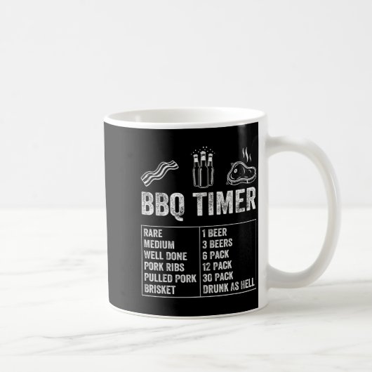 Funny Saying Bbq Timer Beer Grill Dad Barbecue Dri Koffiemok (Rechts)