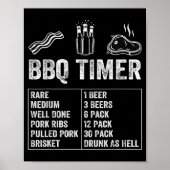 Funny Saying Bbq Timer Beer Grill Dad Barbecue Dri Poster (Voorkant)