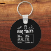 Funny Saying Bbq Timer Beer Grill Dad Barbecue Dri Sleutelhanger (Voorkant)