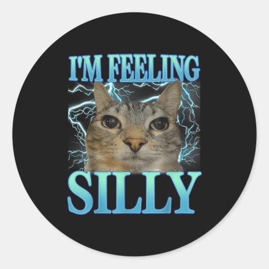 Funny Saying Cat Lover I'm Feeling Silly Cat Meme  Ronde Sticker (Voorkant)