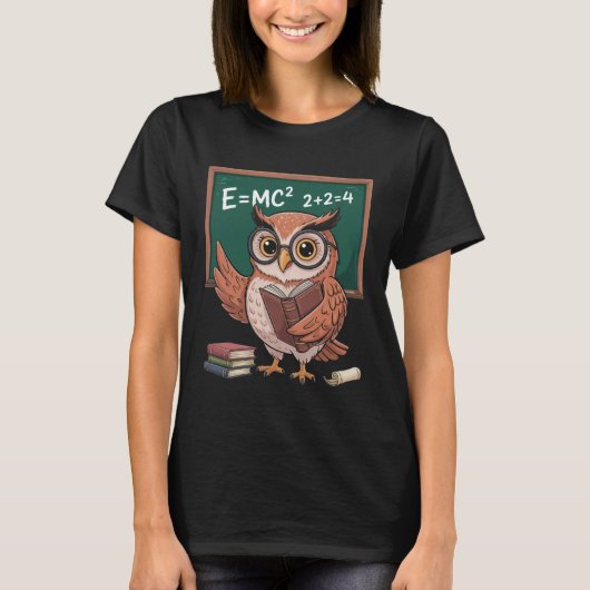 Funny Saying E Equals MC Squared Owl Genius Joke W T-shirt (Voorkant)
