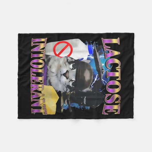 Funny Saying Lactose Intolerant Silly Cat Meme Cat Fleece Deken (Voorkant (Horizontaal))