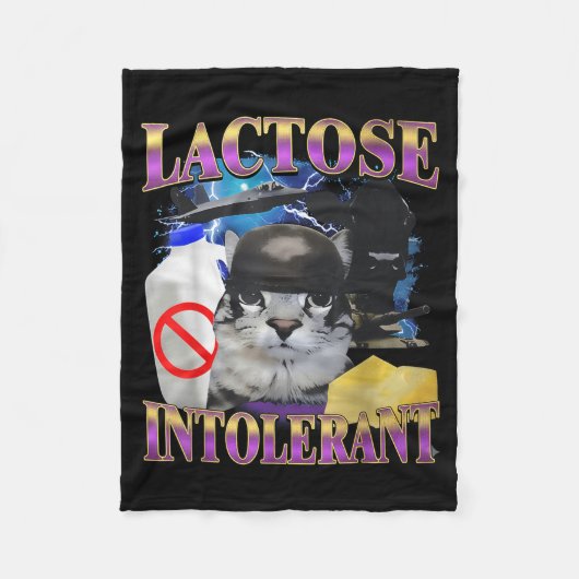 Funny Saying Lactose Intolerant Silly Cat Meme Cat Fleece Deken (Voorkant)