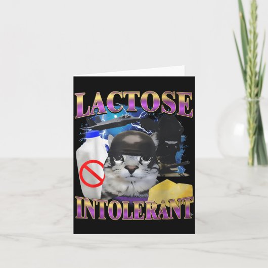 Funny Saying Lactose Intolerant Silly Cat Meme Cat Kaart (Voorkant)