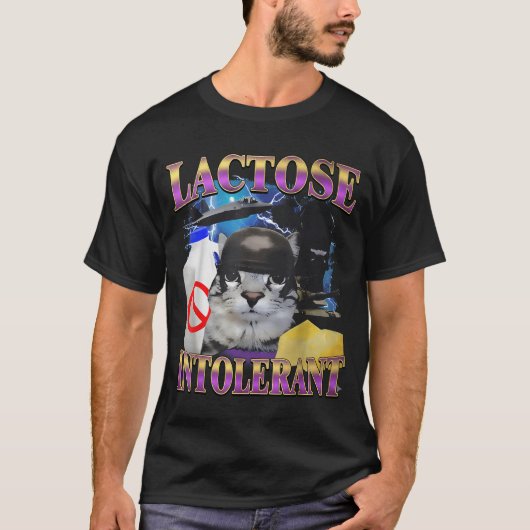 Funny Saying Lactose Intolerant Silly Cat Meme Cat T-shirt (Voorkant)