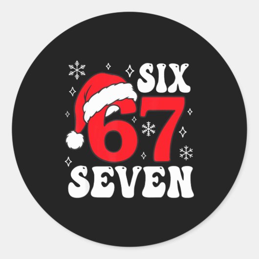 Funny Saying Six Seven Christmas 67 Meme Xmas Boys Ronde Sticker (Voorkant)