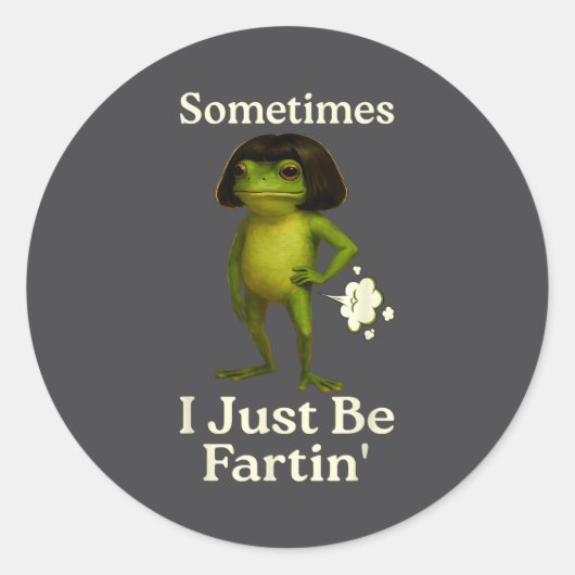 Funny Saying Sometimes Just Fartin Frog Frog I Ronde Sticker (Voorkant)