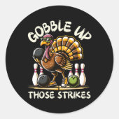 Funny Saying Turkey Playing Bowling Thanksgiving H Ronde Sticker (Voorkant)