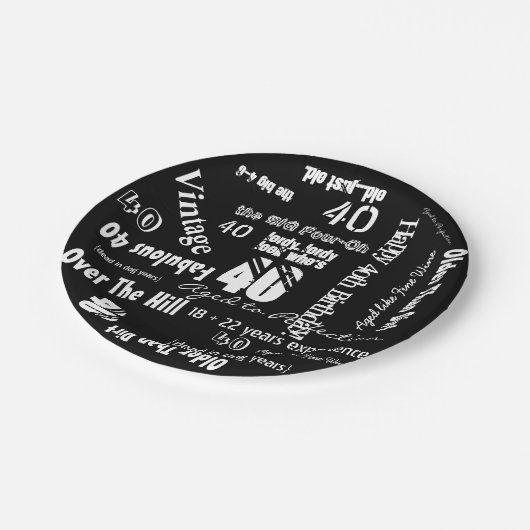 Funny Sayings 40th Birthday Black Papieren Bordje (Gekanteld)