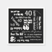 Funny Sayings 40th Birthday Black Servet (Voorkant)