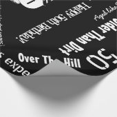 Funny Sayings 50th Birthday Black Wrapping Paper Cadeaupapier (Hoek)