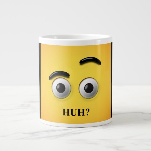 Funny Sayings Huh Verward Face Yellow & Black Grote Koffiekop (Voorkant)