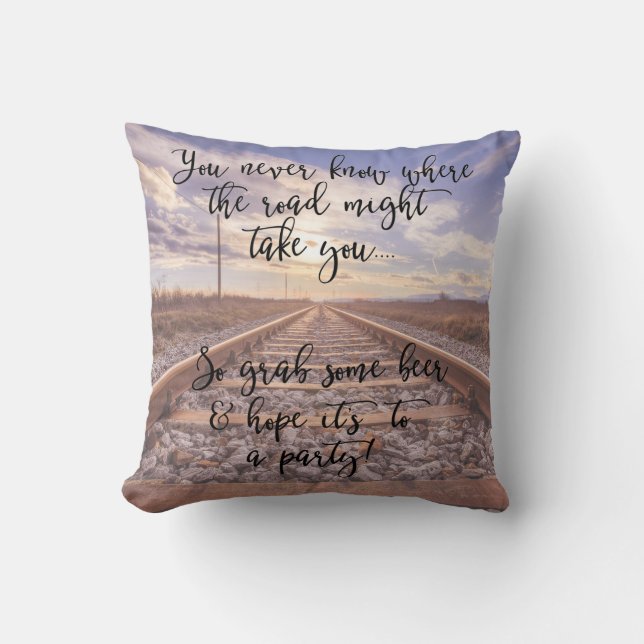 Funny Sayings spoorweg achtergrond Kussen (Voorkant)