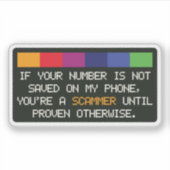 Funny Scammer Warning: Unknown Number Alert Sticker (Voorkant)