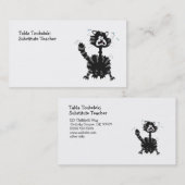 Funny Scared Black Cat Cartoon Halloween Visitekaartje (Voorkant / Achterkant)