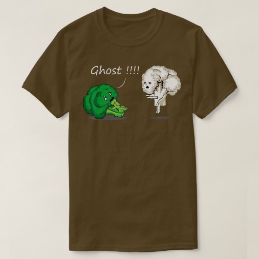 Funny Scared Broccoli door Ghost Cauliflower Funny T-shirt (Design voorkant)