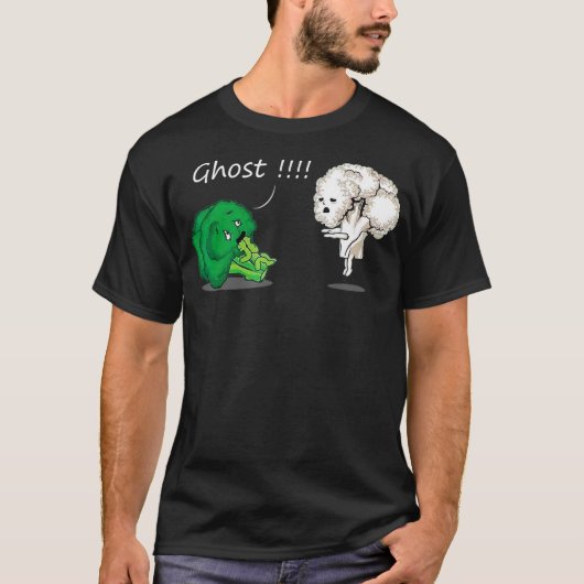 Funny Scared Broccoli van Ghost Cauliflower Funny T-shirt (Voorkant)