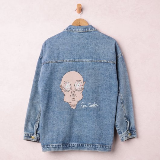 Funny scared cartoon face denim jacket (Hangar)