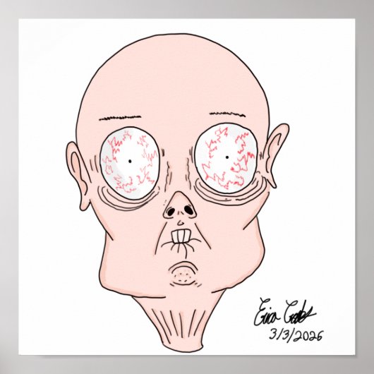 Funny scared cartoon face poster (Voorkant)