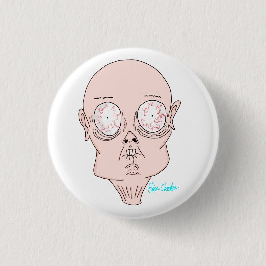 Funny scared cartoon face ronde button 3,2 cm (Voorkant)