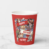Funny Scarf Waving Animal Cartoon Sports Fans Papieren Bekers (Achterkant)