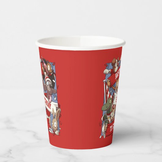 Funny Scarf Waving Animal Cartoon Sports Fans Papieren Bekers (Links)