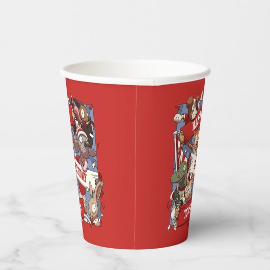 Funny Scarf Waving Animal Cartoon Sports Fans Papieren Bekers (Rechts)