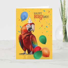 Funny Scarlet Macaw Parrot Birthday Kaart