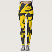 Funny Scary Black Cat Bat Witch Pet Text Halloween Leggings (Voorkant)
