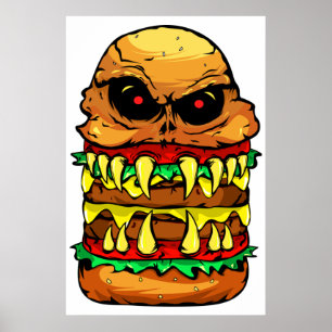 Funny Scary Cheese Burger  Poster