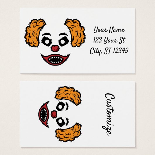 Funny Scary Clown Thunder_Cove Visitekaartje (Voorkant /achterkant)