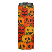 Funny Scary Colorful Pumpkin Faces Sketch Thermosbeker (Achterkant)