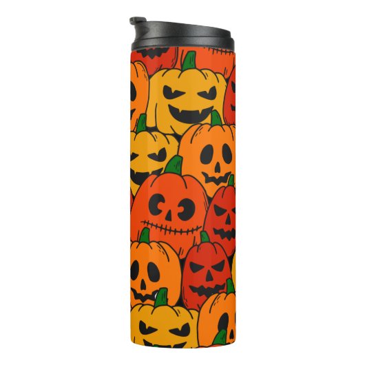 Funny Scary Colorful Pumpkin Faces Sketch Thermosbeker (Geroteerd rechts)