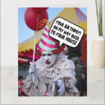 FUNNY SCARY EVIL CLOWN BIRTHDAY CARDS KAART<br><div class="desc">SCARY CLOWN BIRTHDAY KAART</div>