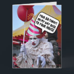 FUNNY SCARY EVIL CLOWN BIRTHDAY CARDS KAART<br><div class="desc">SCARY CLOWN BIRTHDAY KAART</div>