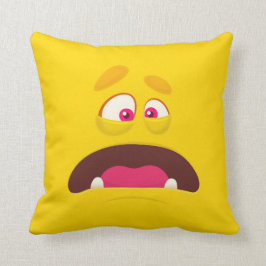 Funny Scary Gekke Monster Face for Kids - geel Kussen