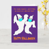Funny Scary Ghost Halloween Kaart (Gele Bloem)