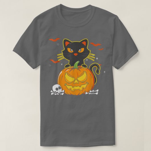 Funny Scary Halloween Black Cat Witch Pet T-shirt (Design voorkant)