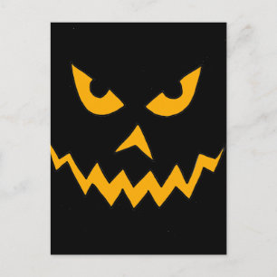 Funny Scary Pumpkin Face Cartoon voor Halloween Briefkaart