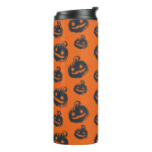 Funny Scary Pumpkin Faces Halloween Thermosbeker (Gedraaid links)
