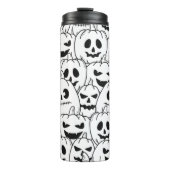 Funny Scary Pumpkin Faces Sketch Thermosbeker (Voorkant)