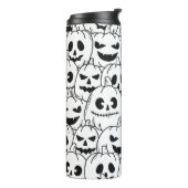 Funny Scary Pumpkin Faces Sketch Thermosbeker (Gedraaid links)