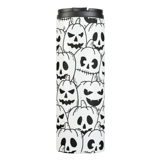 Funny Scary Pumpkin Faces Sketch Thermosbeker (Achterkant)