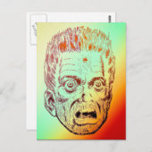 Funny Scary Retro Halloween Face Comic Face Briefkaart (Voorkant / Achterkant)