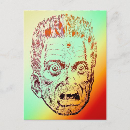 Funny Scary Retro Halloween Face Comic Face Briefkaart (Voorkant)