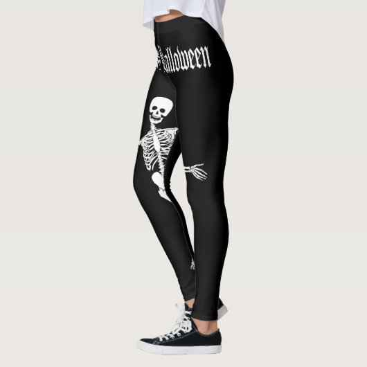 Funny Scary Skeleton Happy Halloween Leggings (Links)
